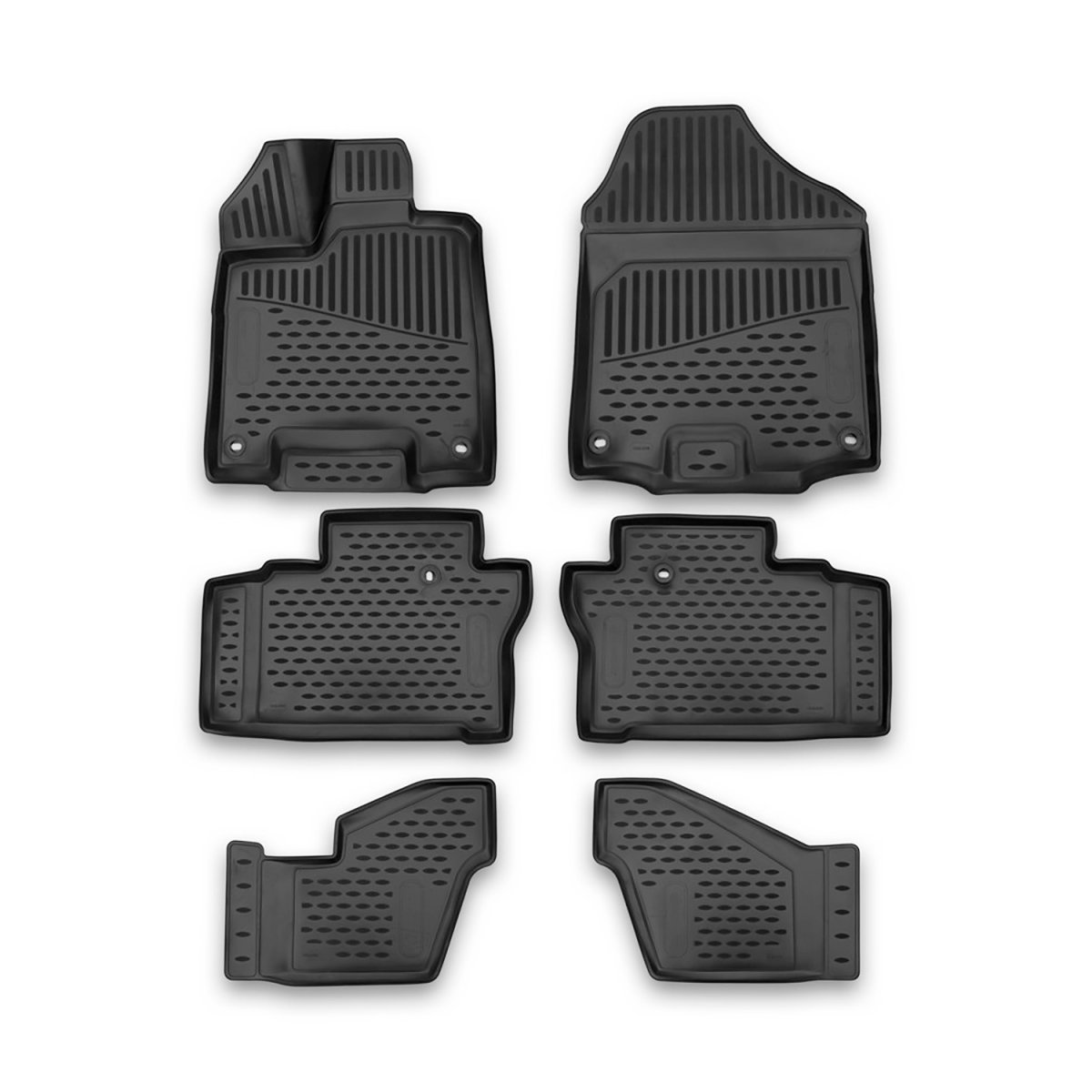 Honda Pilot Floor Mats - Omac - Rubber TPE, 6 Pcs, 7 Passenger Seats - Black - '16-'19